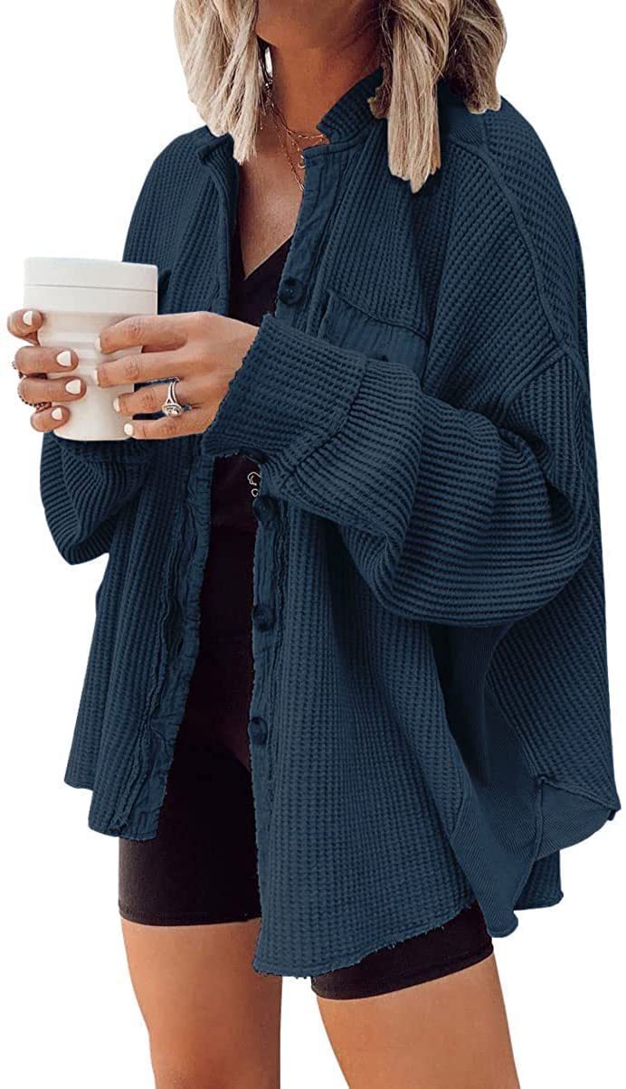 ADELE | OVERSIZED WAFFLE TEXTURE OVERSHIRT WOMEN