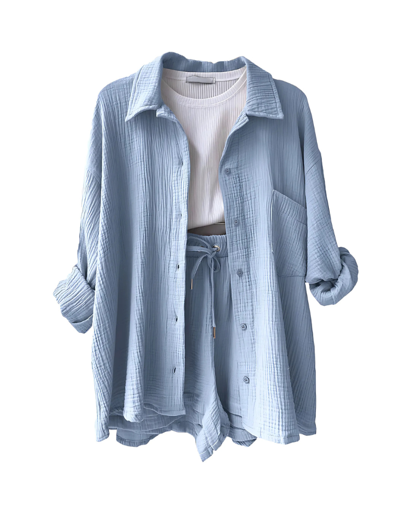 LÉA™ | COTTON BUTTON-UP SHORTS SET