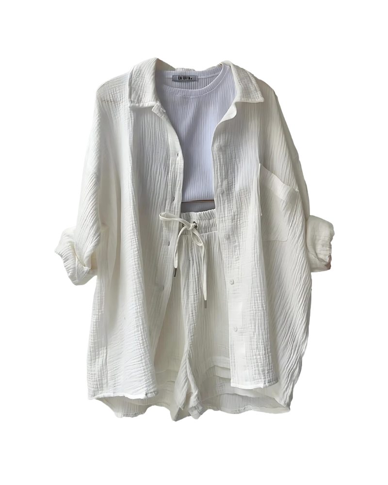 LÉA™ | COTTON BUTTON-UP SHORTS SET