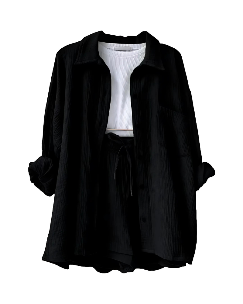 LÉA™ | COTTON BUTTON-UP SHORTS SET