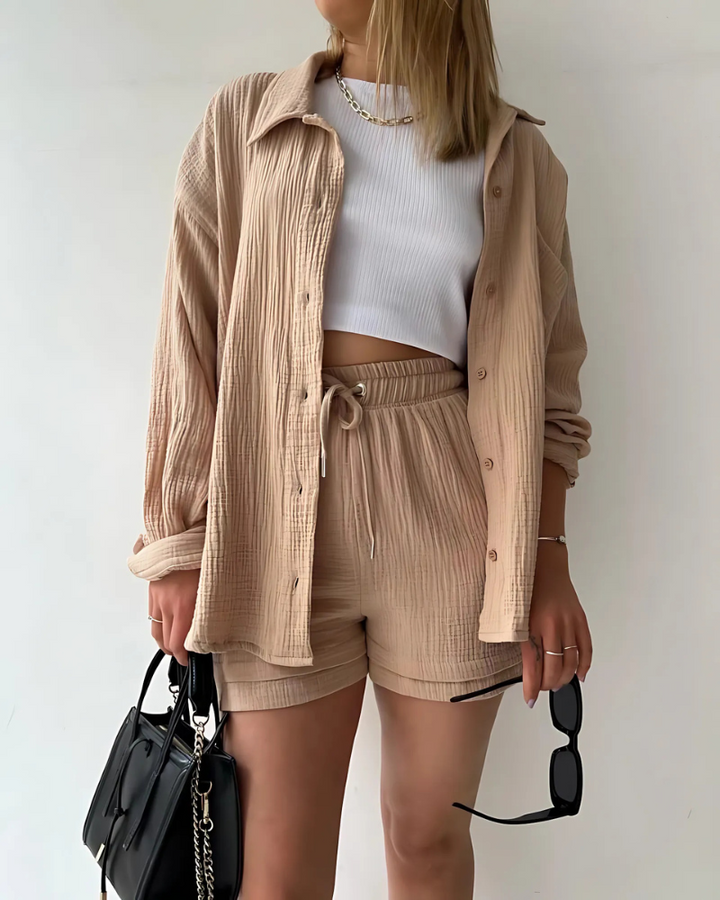 LÉA™ | COTTON BUTTON-UP SHORTS SET