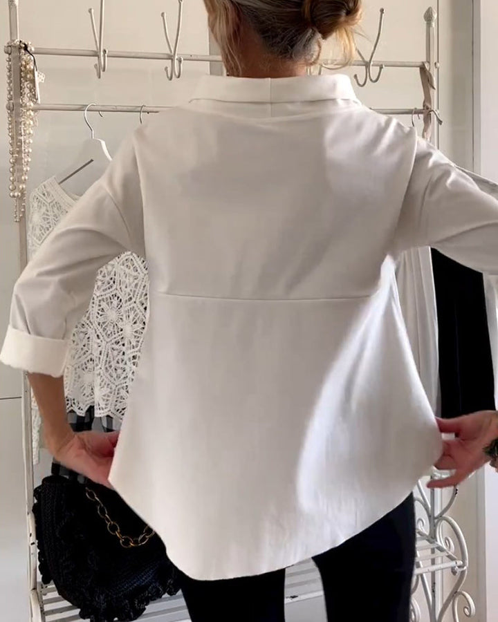 MIRIAM- CASUAL TOP WITH SINGLE-COLOUR LAPEL