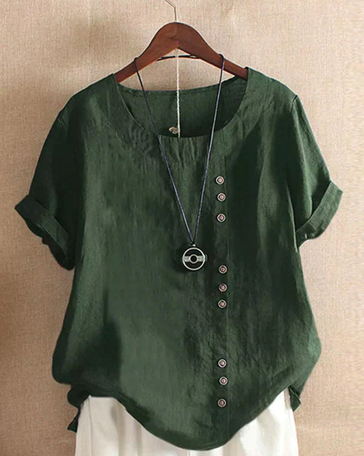 KELLY | PLAIN SHORT-SLEEVED BLOUSE WITH ROUND NECK