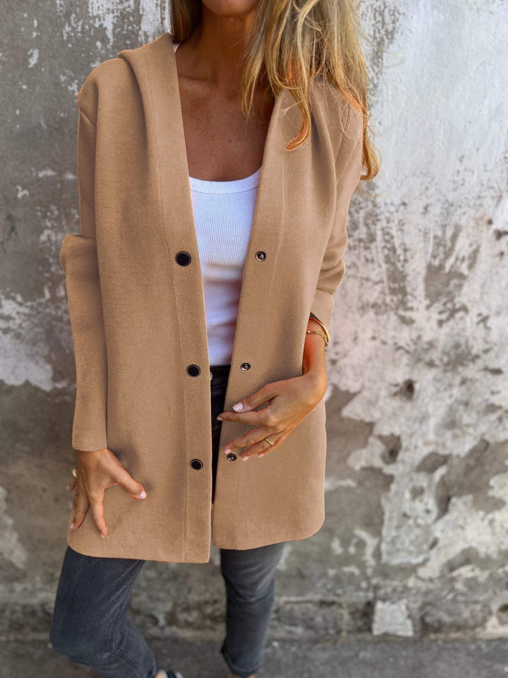 QUINTY™ | CASUAL JACKET WITH SINGLE BUTTONS AND ENCLOSING HOOD