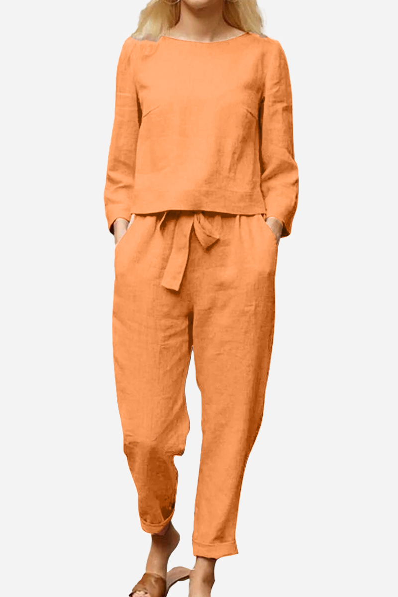 Ismeria - Cotton-Linen Monochrome 2-Piece Set