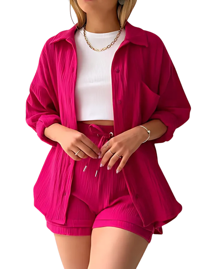 LÉA™ | COTTON BUTTON-UP SHORTS SET