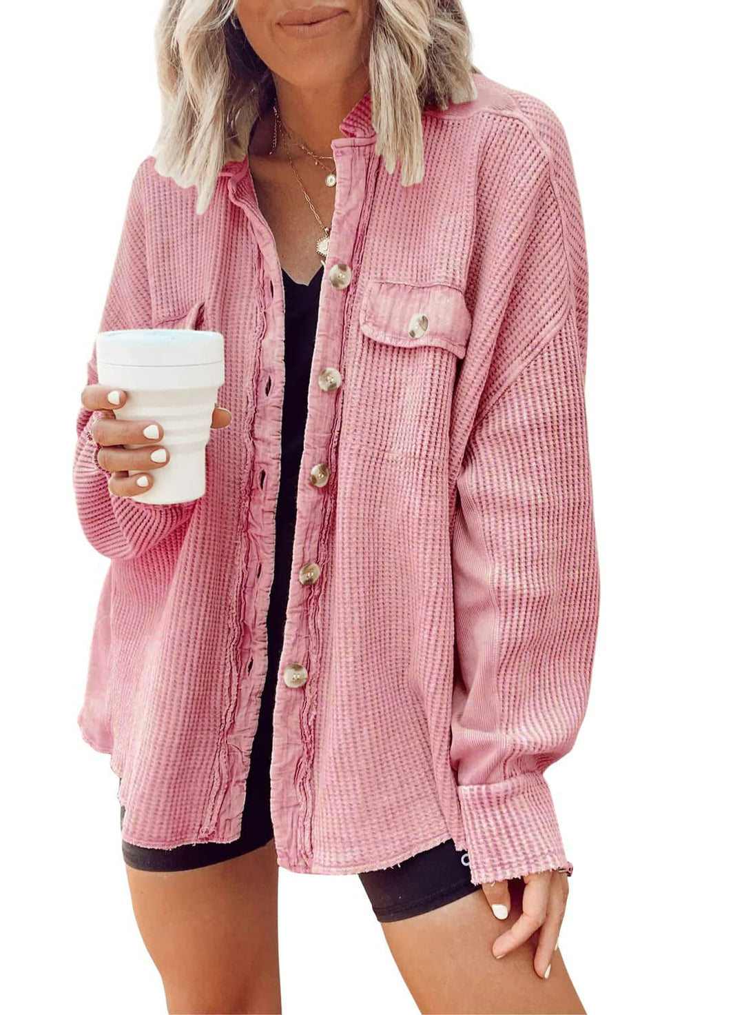 ADELE | OVERSIZED WAFFLE TEXTURE OVERSHIRT WOMEN