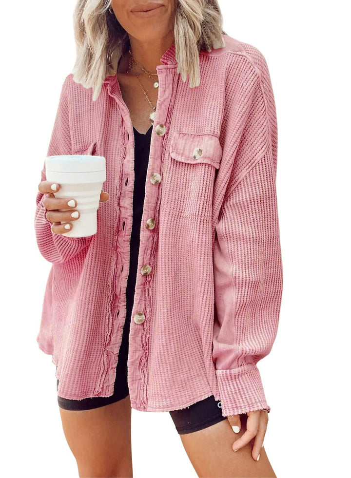 ADELE | OVERSIZED WAFFLE TEXTURE OVERSHIRT WOMEN