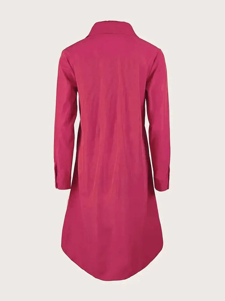 Vireya - Shirt Collar Pocket Midi Dress