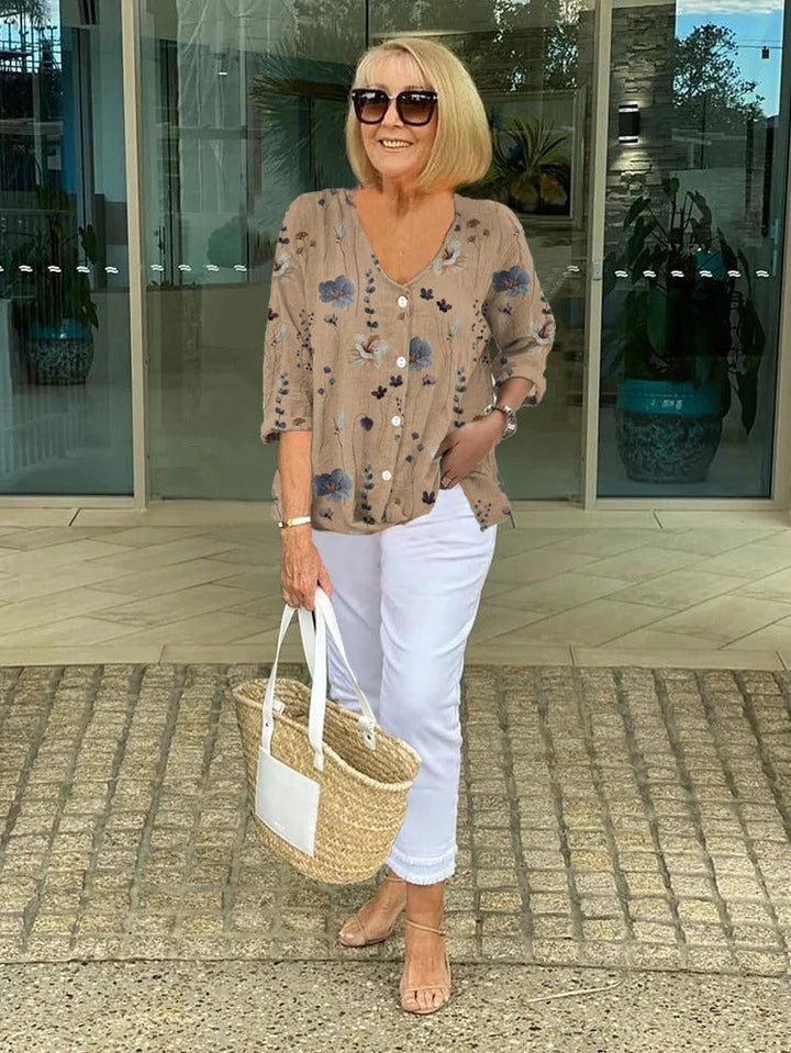 ELODIE | FLORAL BLOUSE WITH SOFT DRAPE