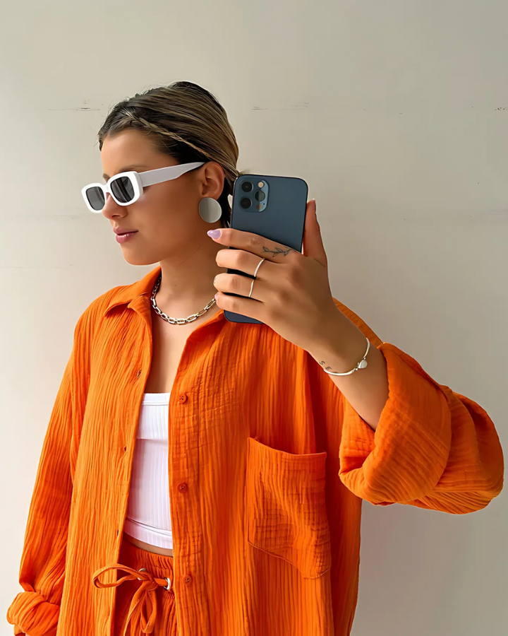 LÉA™ | COTTON BUTTON-UP SHORTS SET