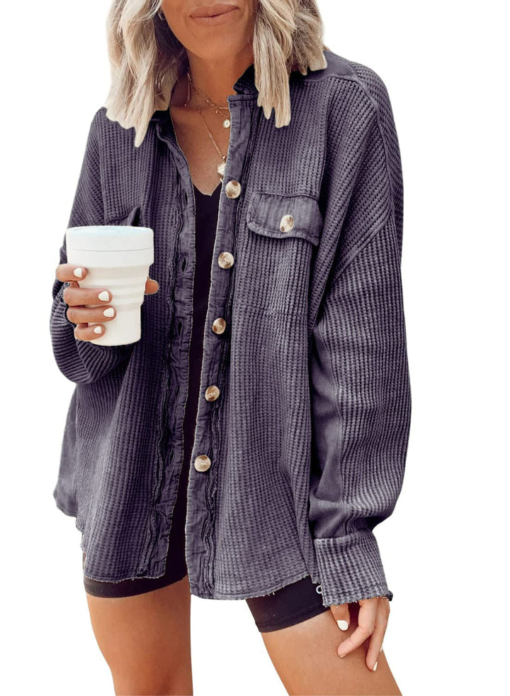 ADELE | OVERSIZED WAFFLE TEXTURE OVERSHIRT WOMEN