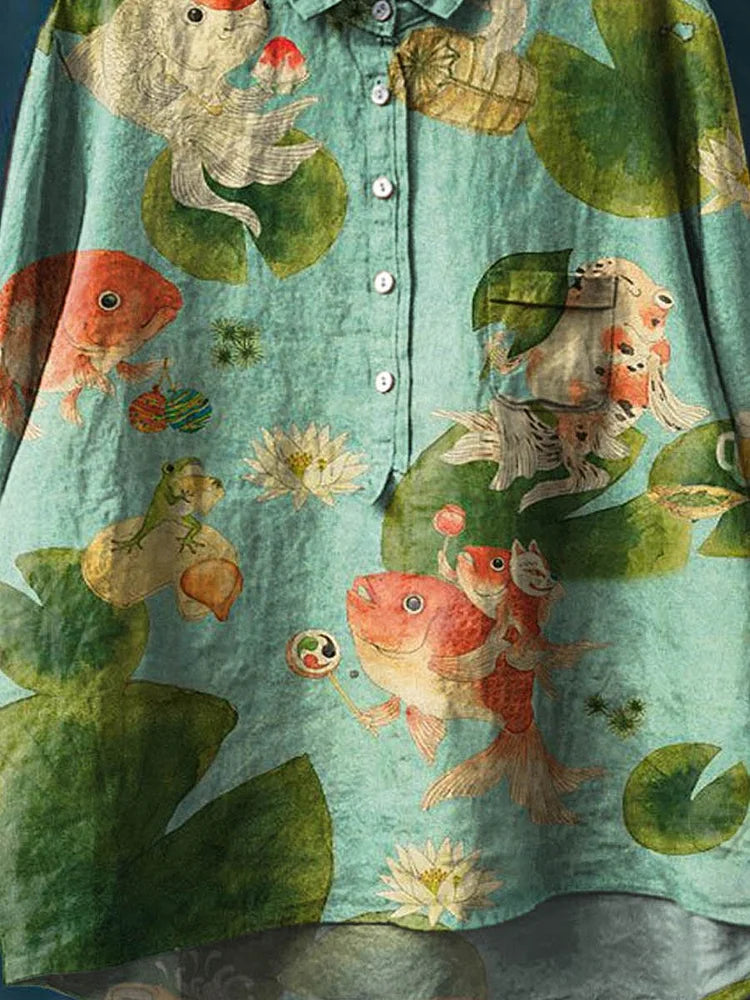 Hazel - Ocean-Inspired Artistic Fish Shirt