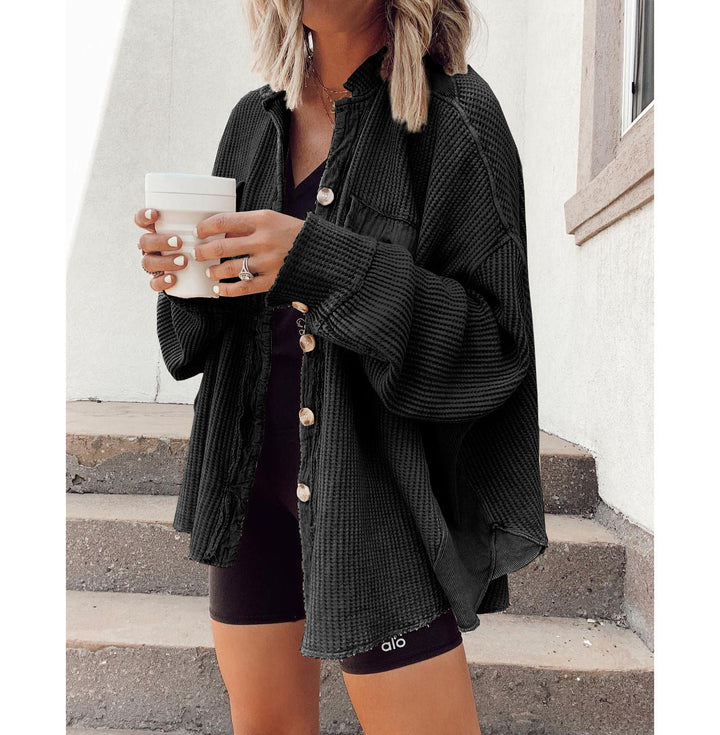 ADELE | OVERSIZED WAFFLE TEXTURE OVERSHIRT WOMEN