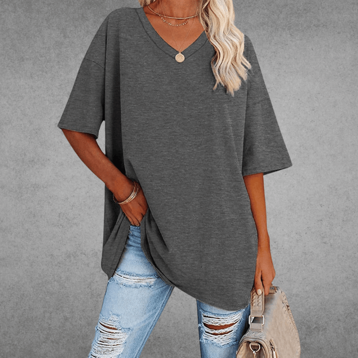 CATHERINA |  V-NECK T-SHIRT WITH TUMMY COVER
