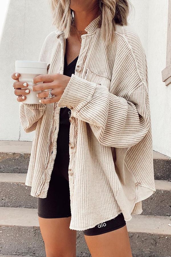 ADELE | OVERSIZED WAFFLE TEXTURE OVERSHIRT WOMEN