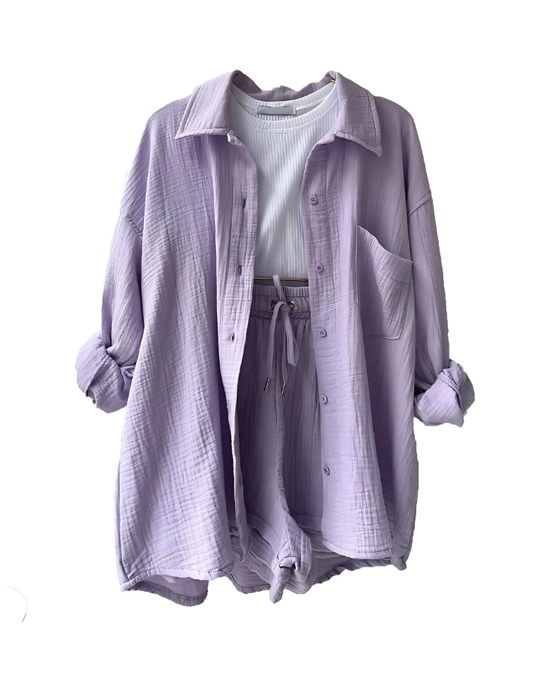 LÉA™ | COTTON BUTTON-UP SHORTS SET