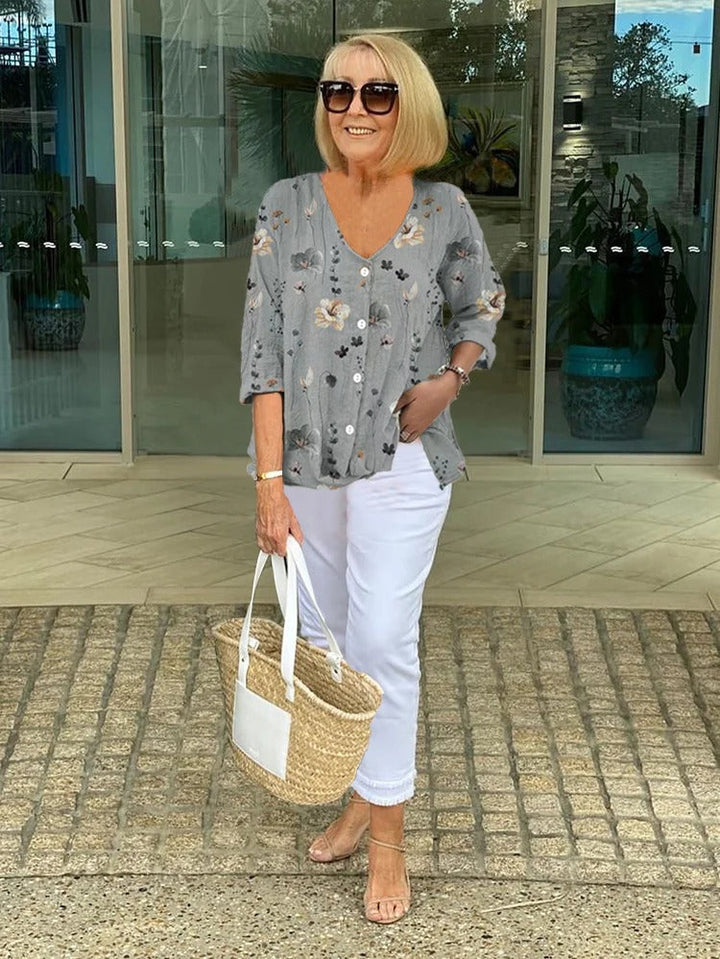 ELODIE | FLORAL BLOUSE WITH SOFT DRAPE