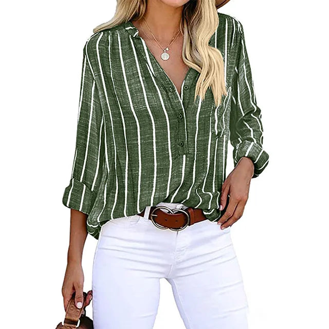 AMARA - STRIPED BUTTON-UP SHIRT