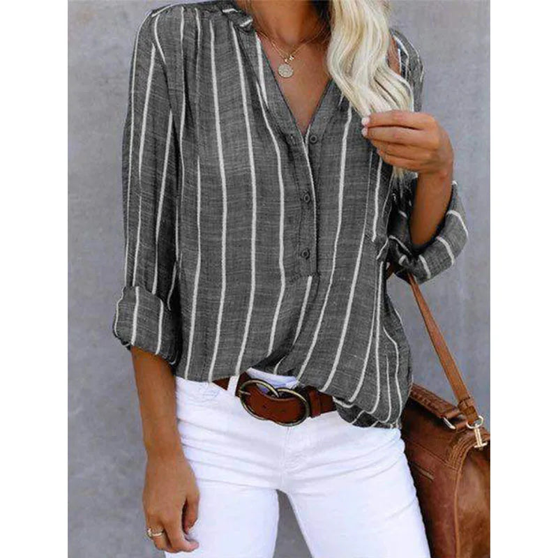 AMARA - STRIPED BUTTON-UP SHIRT