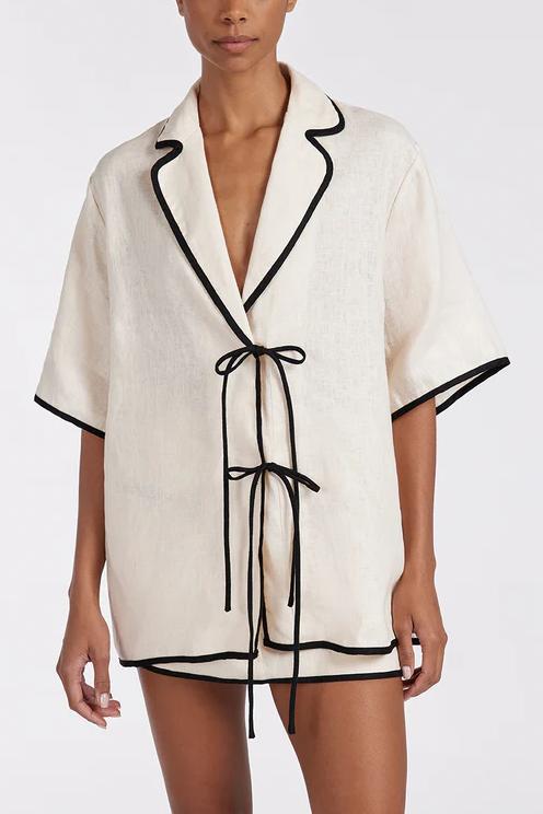 Lumi - Casual Loose Half Sleeve Shirt & Skirt Set