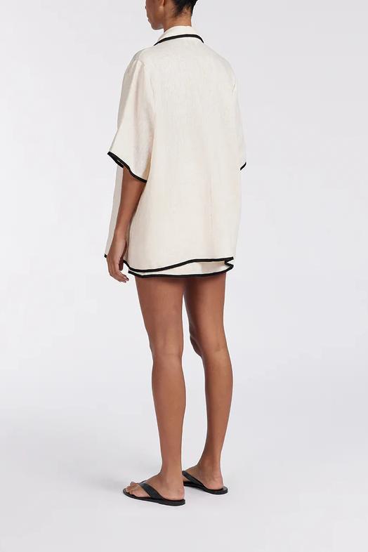 Lumi - Casual Loose Half Sleeve Shirt & Skirt Set