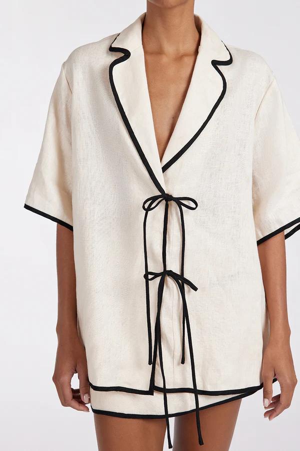 Lumi - Casual Loose Half Sleeve Shirt & Skirt Set