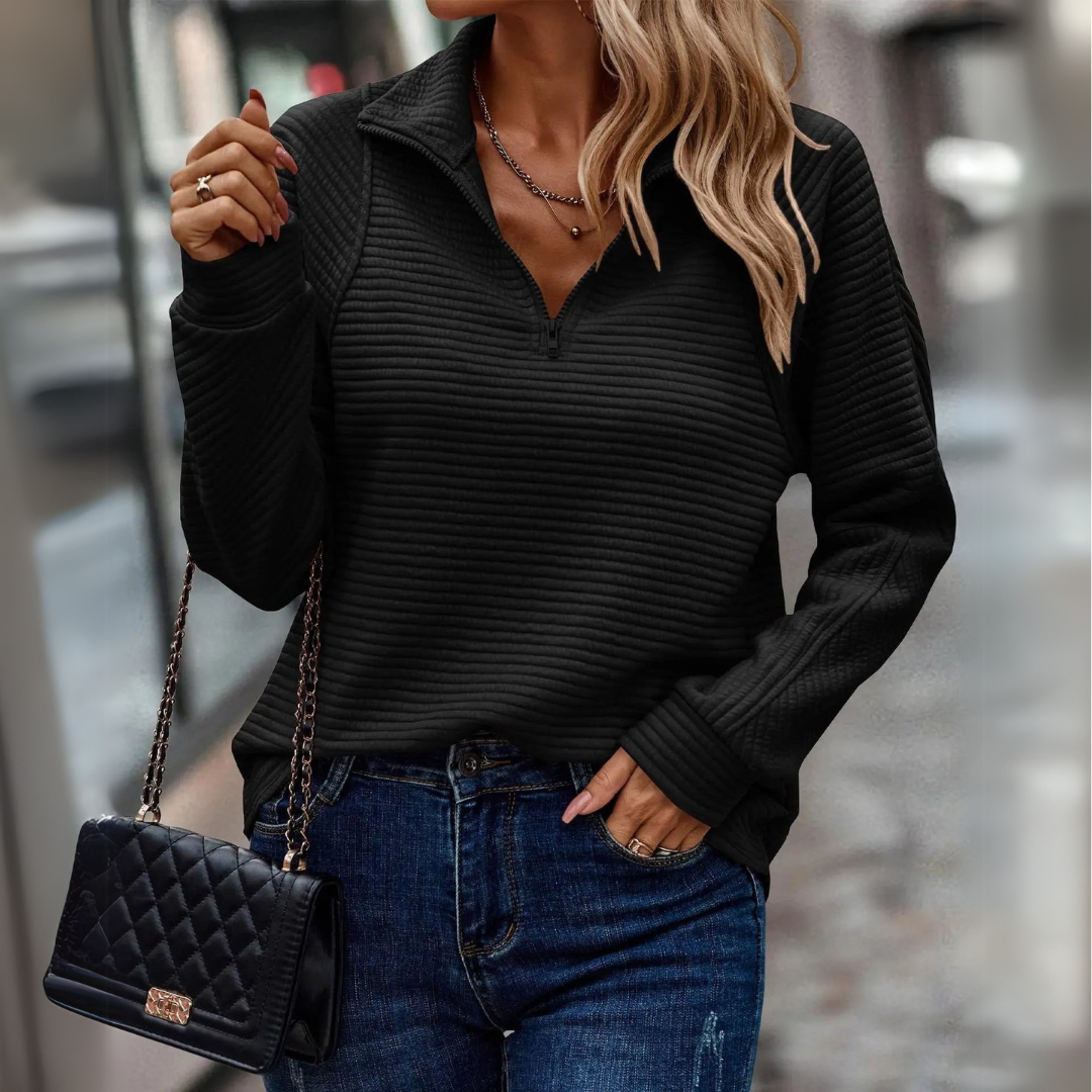 SUZAN - HALF-ZIP DETAILED PULLOVER