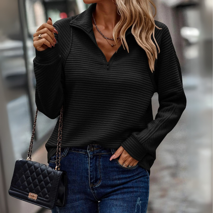 SUZAN - HALF-ZIP DETAILED PULLOVER