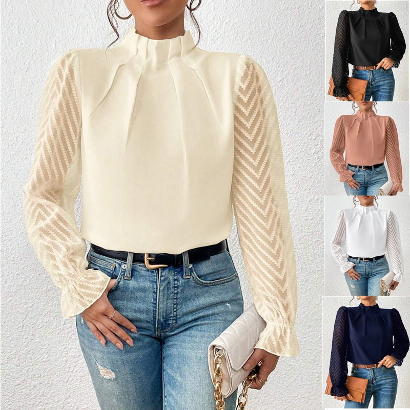 FLORENCE | ELEGANT BLOUSE WITH TRANSPARENT SLEEVES FOR WOMEN
