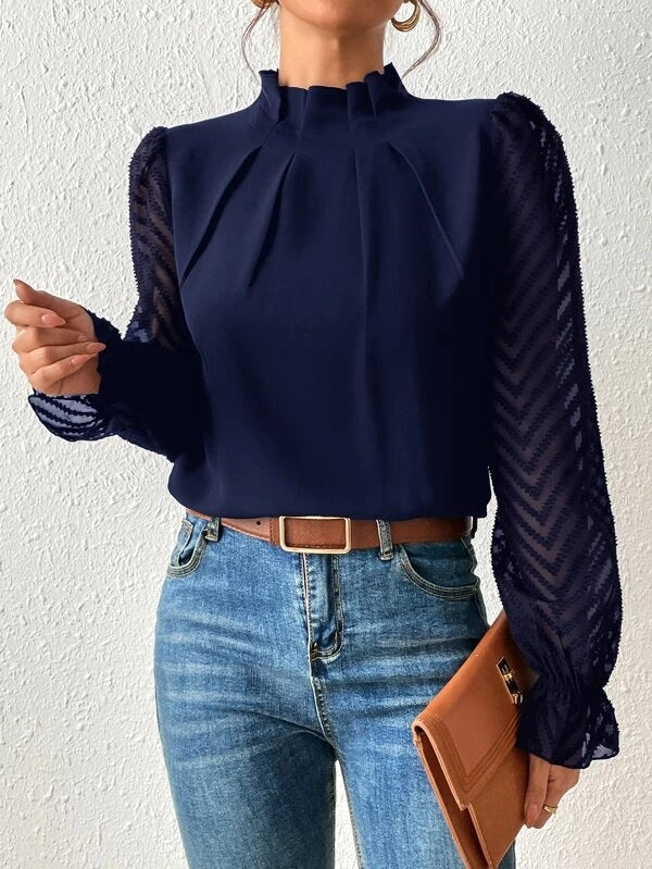 FLORENCE | ELEGANT BLOUSE WITH TRANSPARENT SLEEVES FOR WOMEN