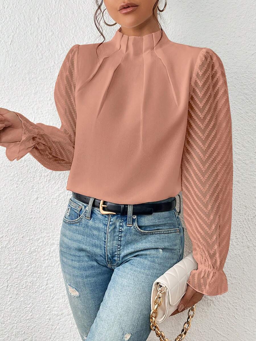 FLORENCE | ELEGANT BLOUSE WITH TRANSPARENT SLEEVES FOR WOMEN
