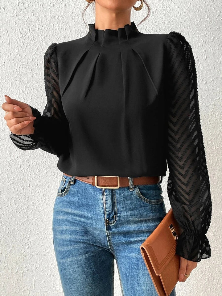 FLORENCE | ELEGANT BLOUSE WITH TRANSPARENT SLEEVES FOR WOMEN
