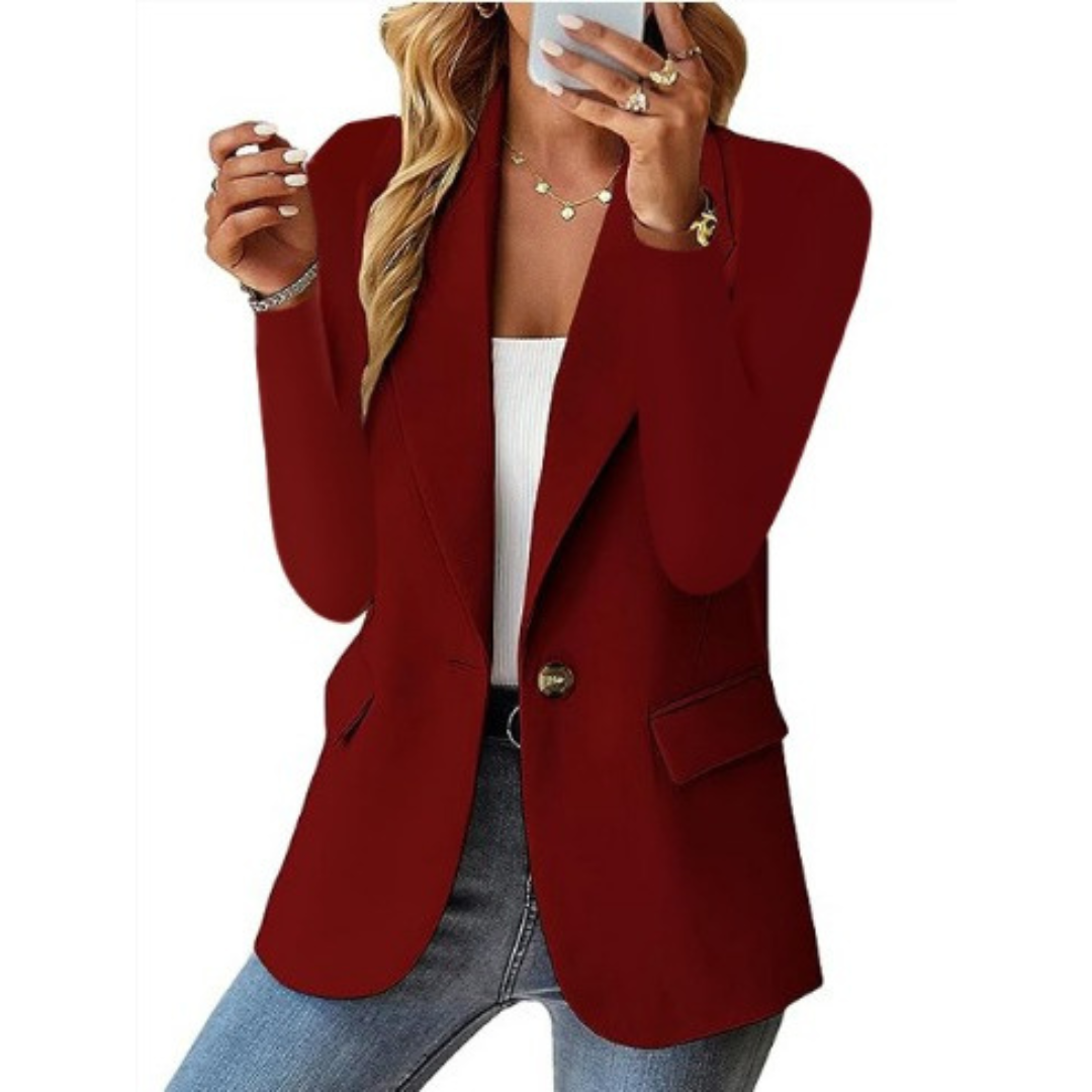 Everly - Elegant Pocket Notched Single Button Blazer