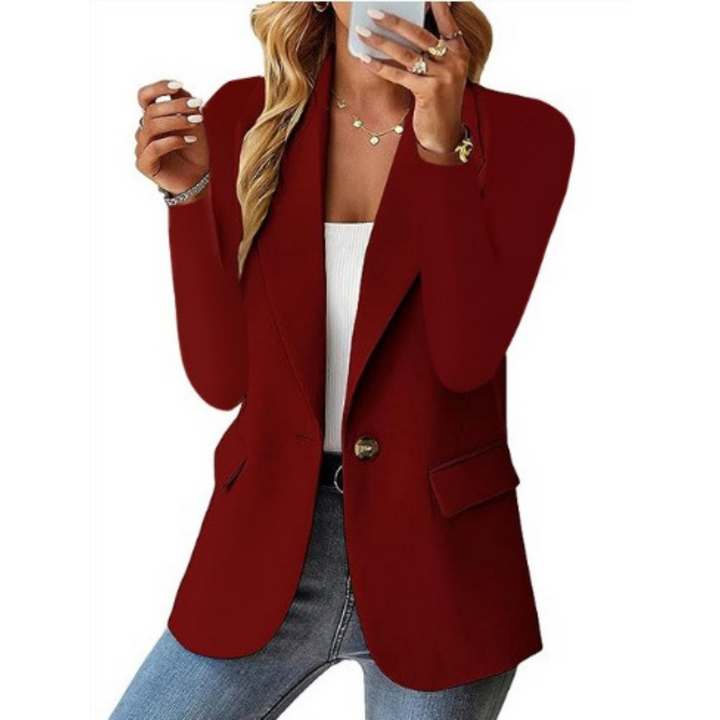 Everly - Elegant Pocket Notched Single Button Blazer