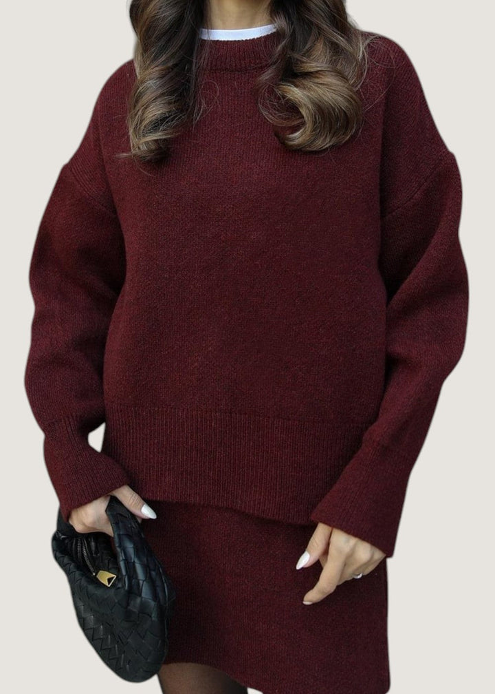 Courtney - Stylish Knit Pullover & Mini Skirt Set