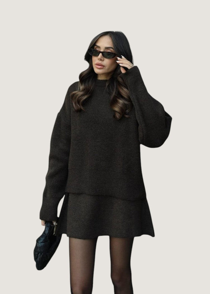 Courtney - Stylish Knit Pullover & Mini Skirt Set