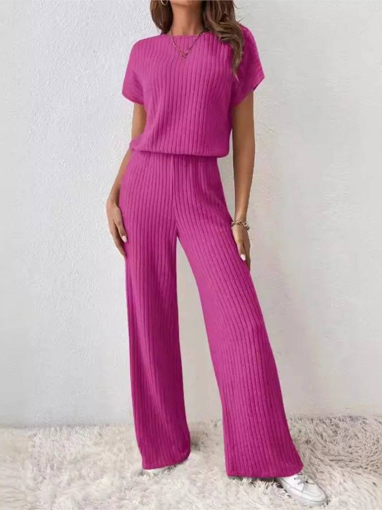 Kaela - Casual Knit Top Pants Set