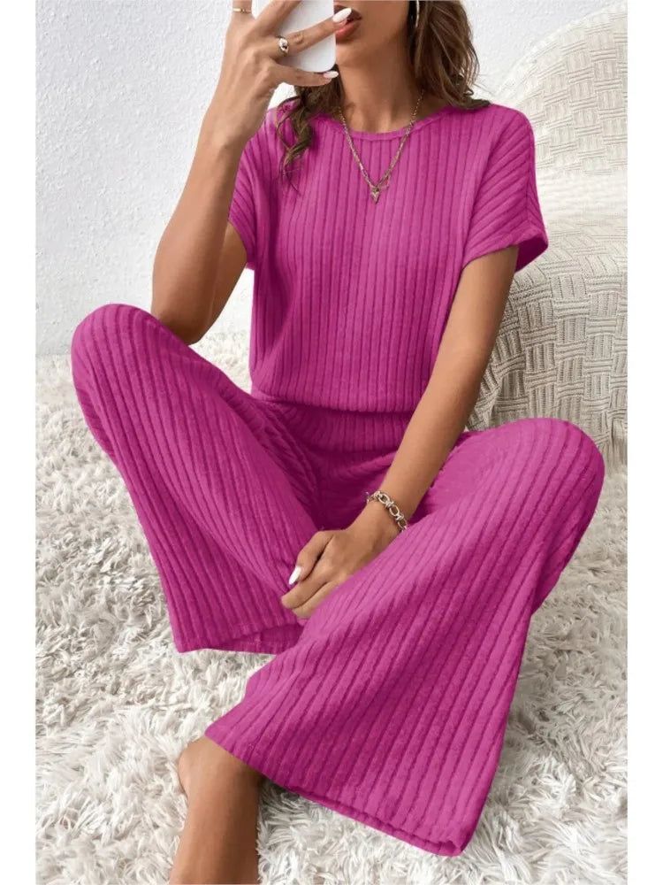Kaela - Casual Knit Top Pants Set