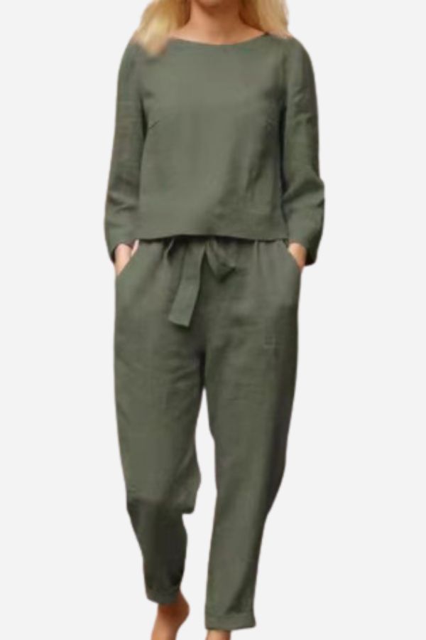 Ismeria - Cotton-Linen Monochrome 2-Piece Set