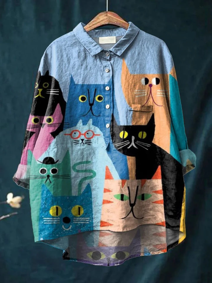 Willow - Colorful Cat Graphic Shirt