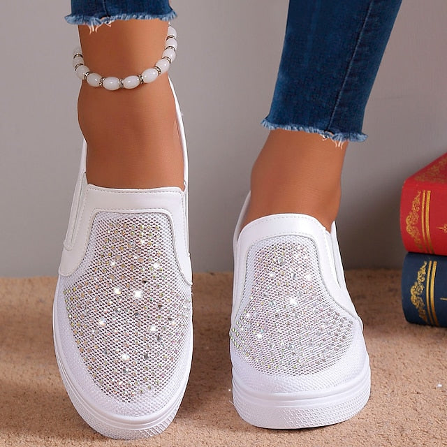 ORLANDA™ | WOMEN'S WHITE CRYSTAL SNEAKER