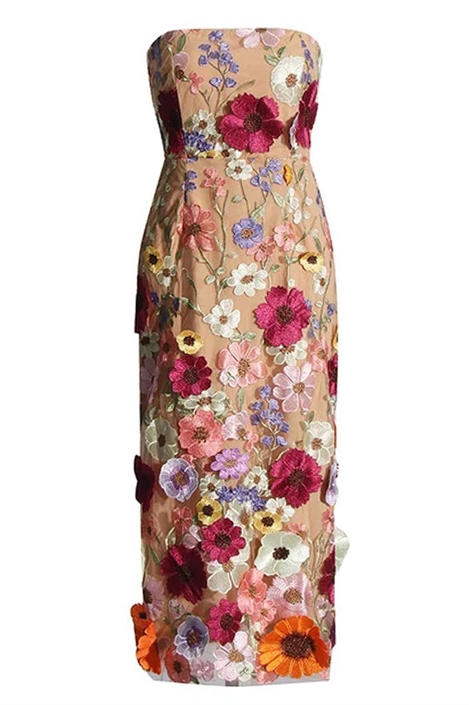 Vionnet - Trendy Embroidered Floral Strapless Midi Dress