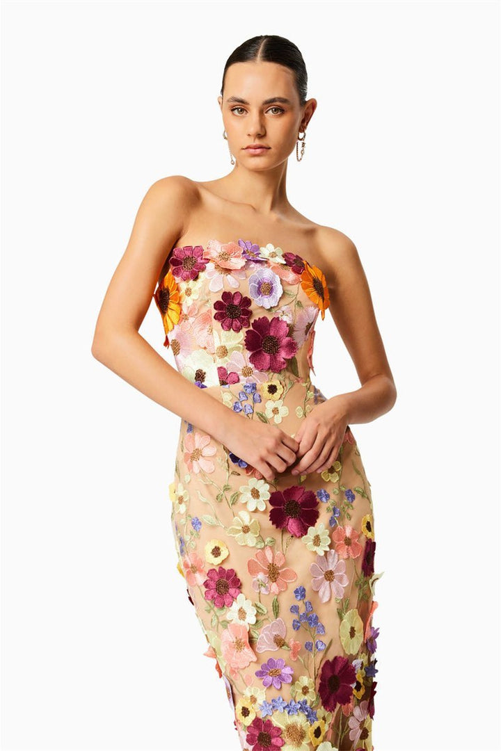 Vionnet - Trendy Embroidered Floral Strapless Midi Dress