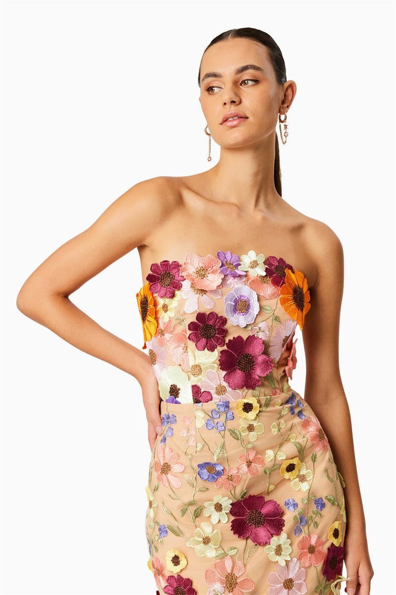 Vionnet - Trendy Embroidered Floral Strapless Midi Dress