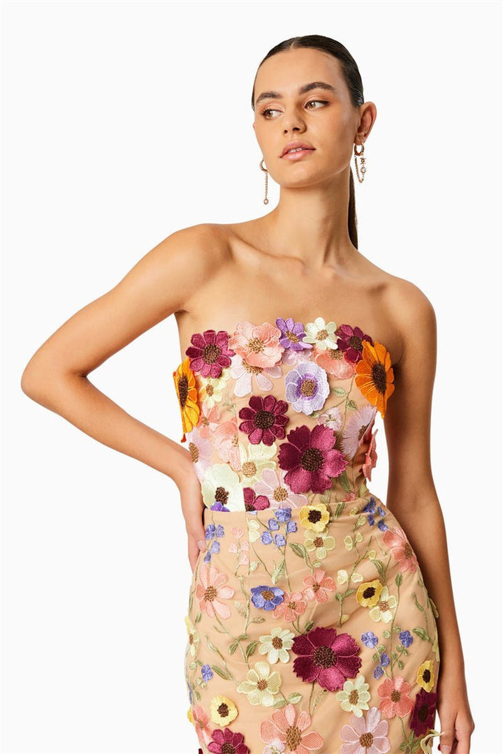 Vionnet - Trendy Embroidered Floral Strapless Midi Dress