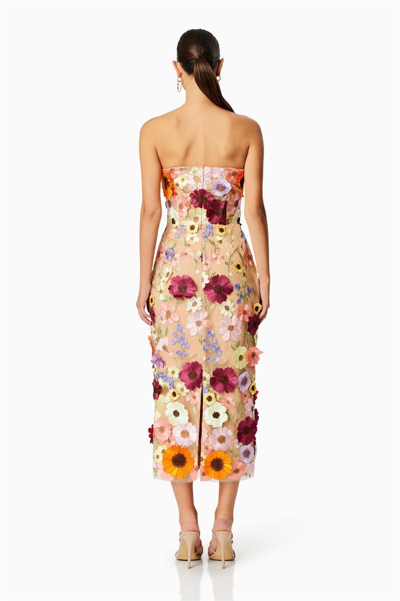 Vionnet - Trendy Embroidered Floral Strapless Midi Dress