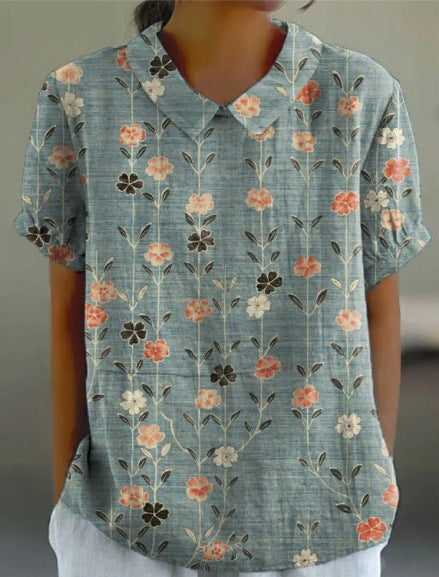 NOEMIE | FLORAL AUTUMNAL HEMP BLOUSE