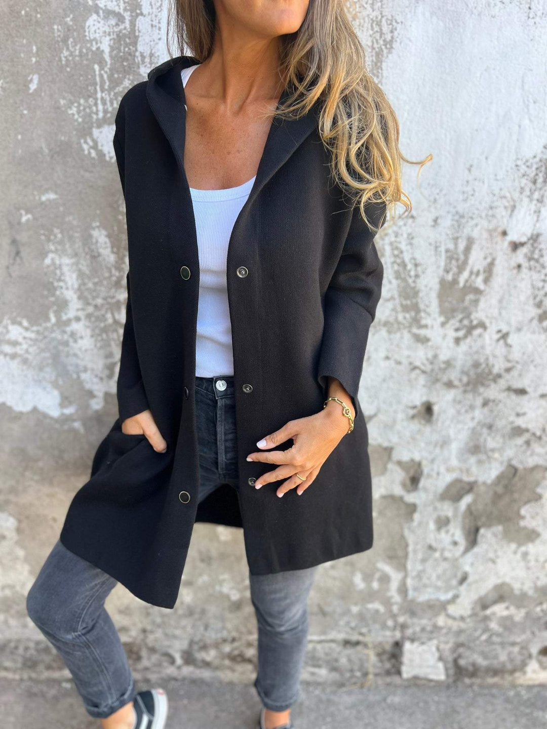 QUINTY™ | CASUAL JACKET WITH SINGLE BUTTONS AND ENCLOSING HOOD