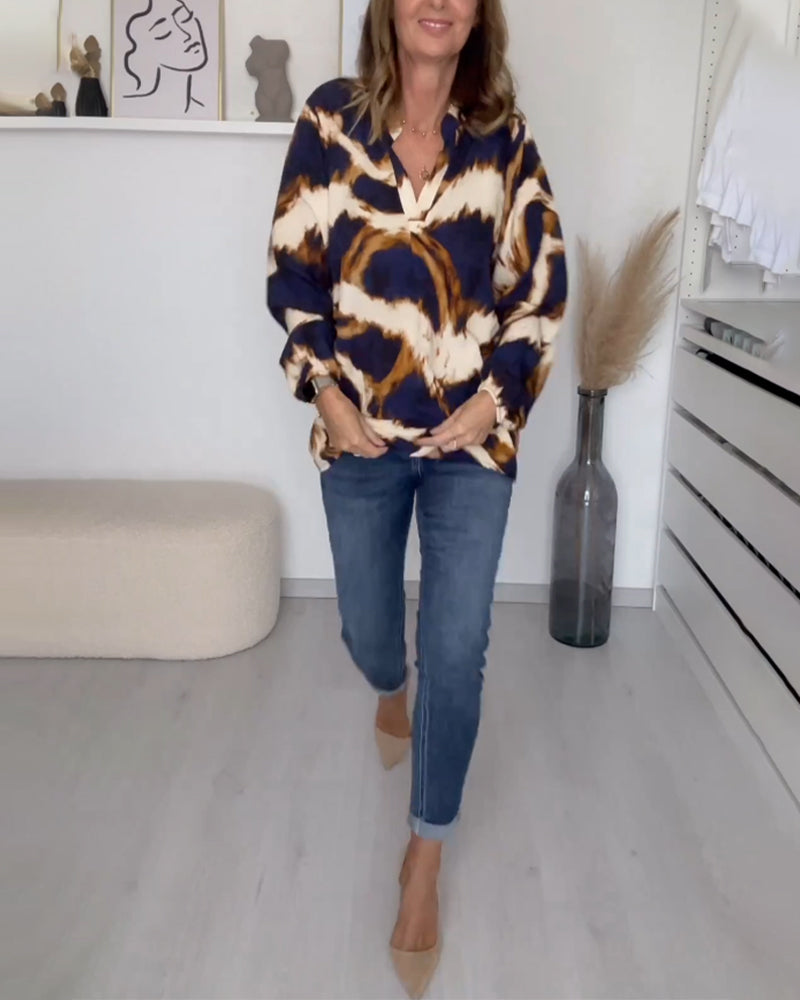 Sloane - Women's V-Neck Printed Top